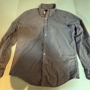 Abercrombie & Fitch Men's Checkered Shirt - Blue and Pink Medium